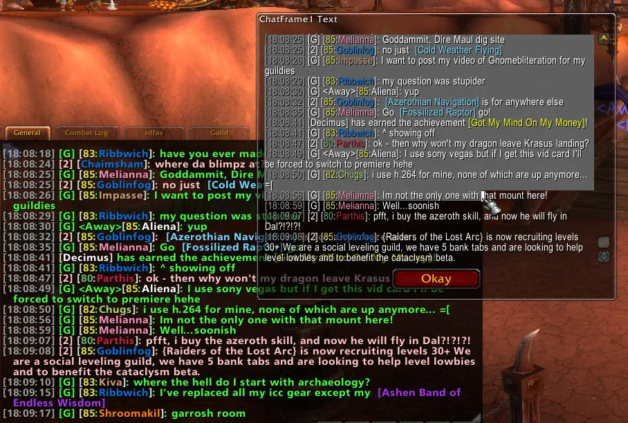 Prat Wow Classic Addon 1.13 Chatframe