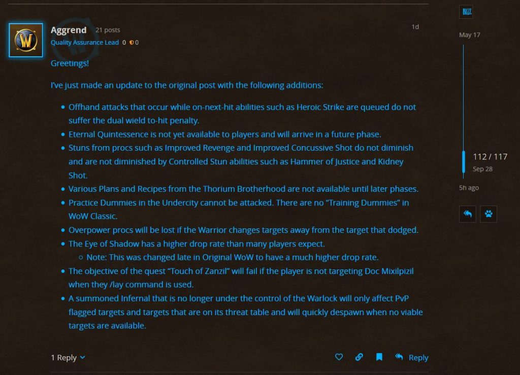 Blizzard Updates The Not A Bug List