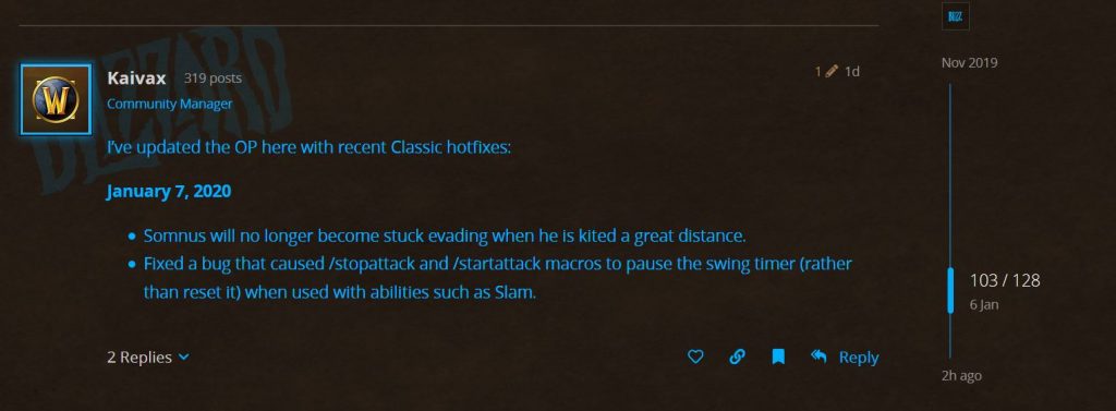 Classic Hotfixes Somnus Evade Bug And Swing Timer Macro Bug Fixed