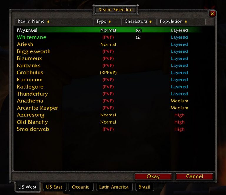 "Layered" is now showing on realms in the Realm Selection list in WoW