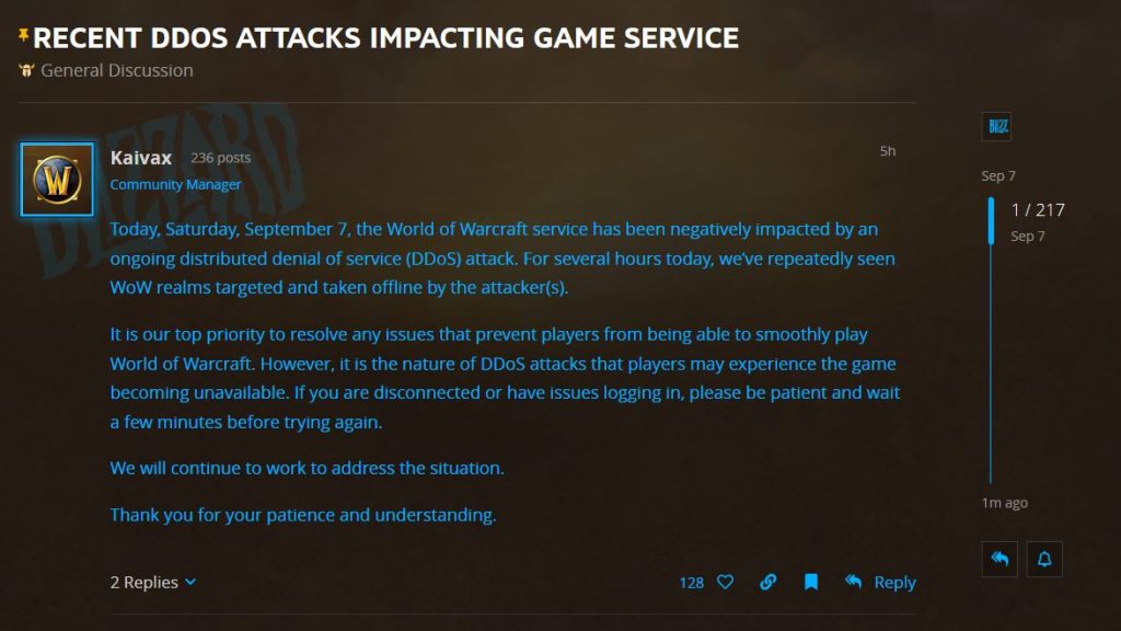Realms And Services Impacted By Ddos Attack