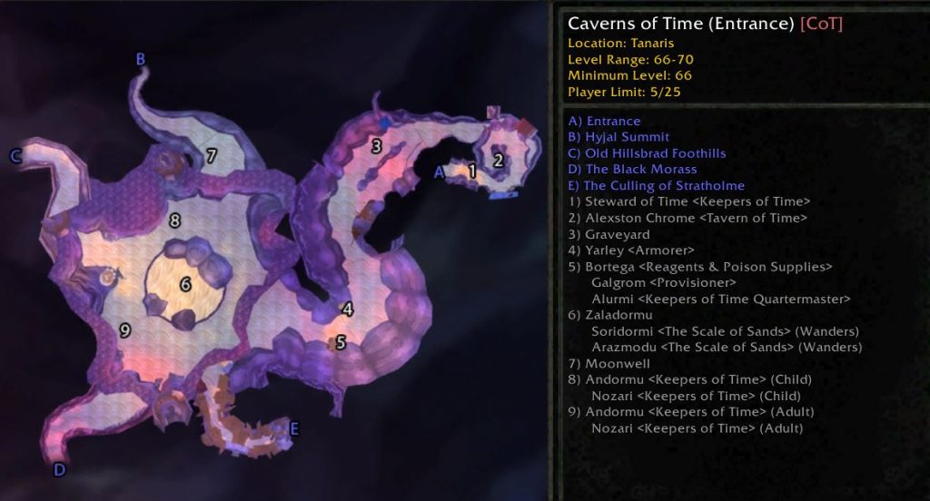 Tbc Caverns Of Time Map Dungeon Entrances