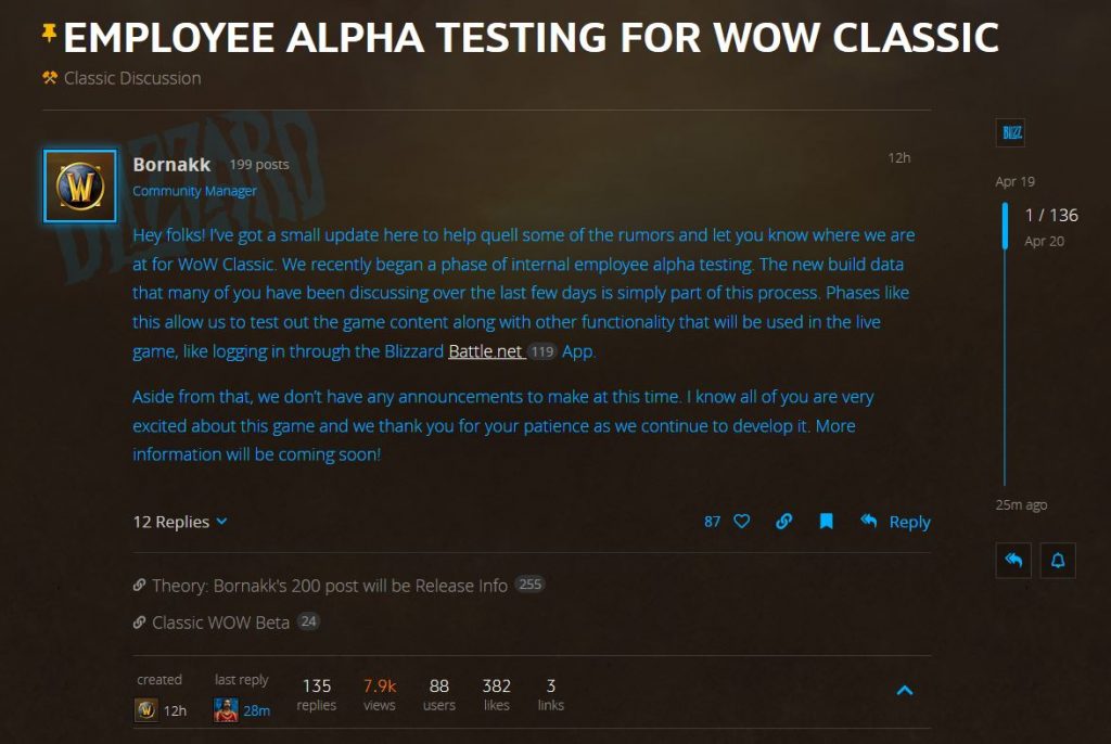 The Classic Beta on the CDN is actually an employee Alpha