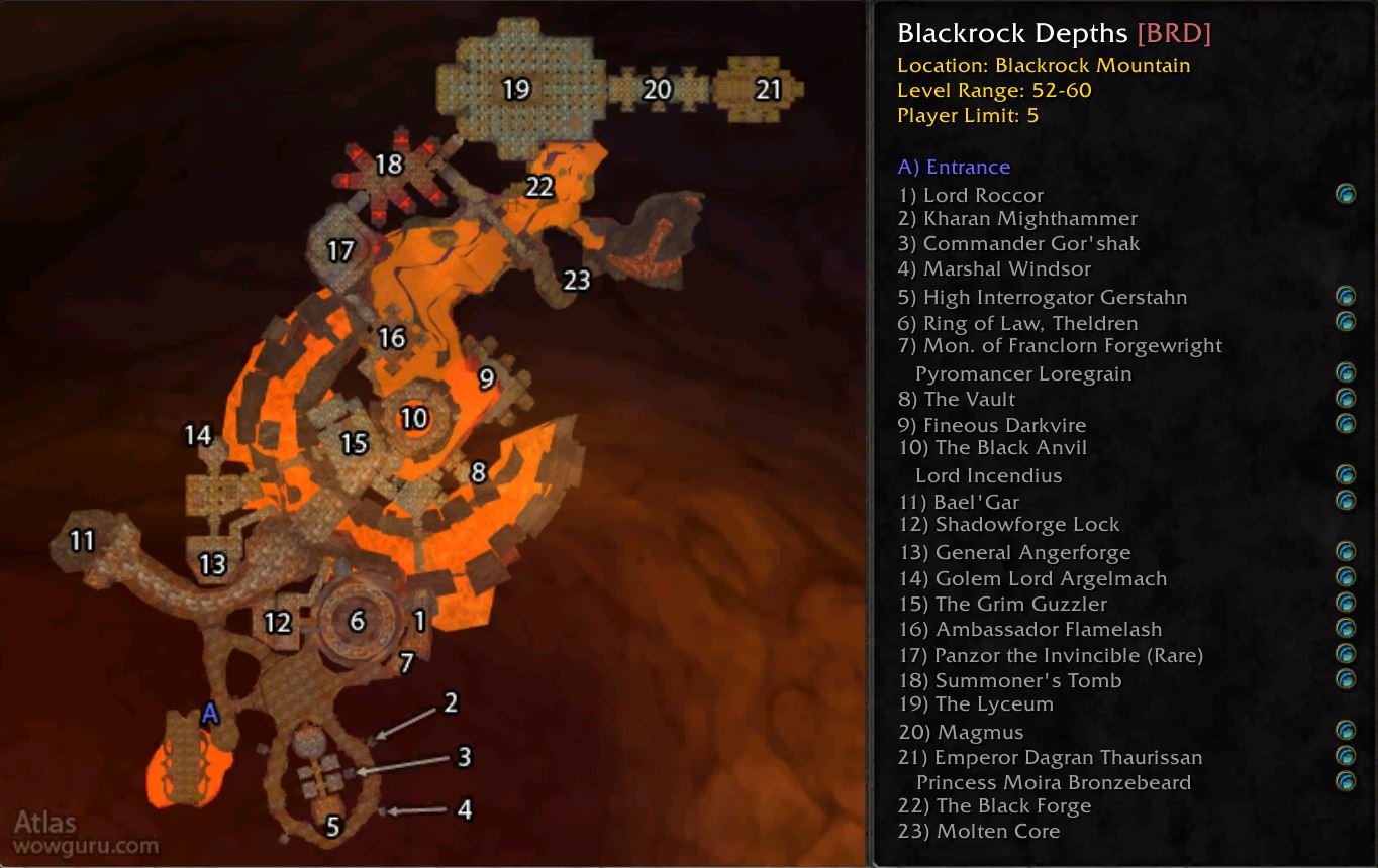 Wow Classic Blackrock Depths Map