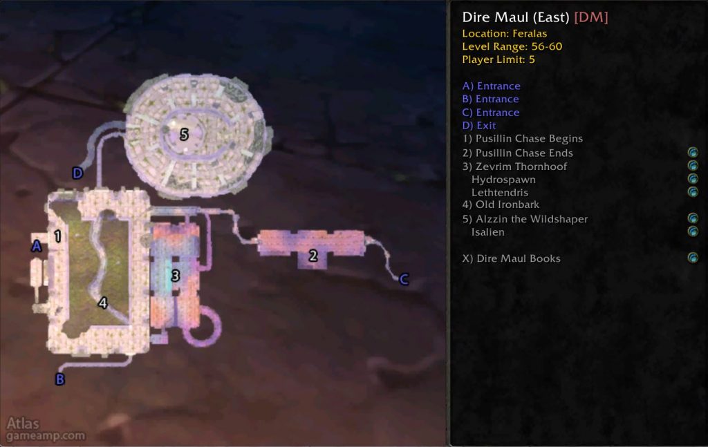 Wow Classic Dire Maul East Map