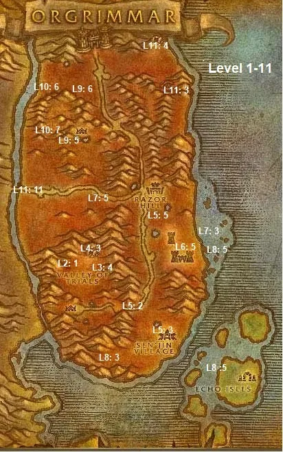 Wow Classic Horde Leveling Guide 1 11 Durotar