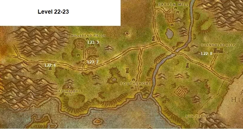 Wow Classic Horde Leveling Guide 22 23 Hillsbrad Foothills