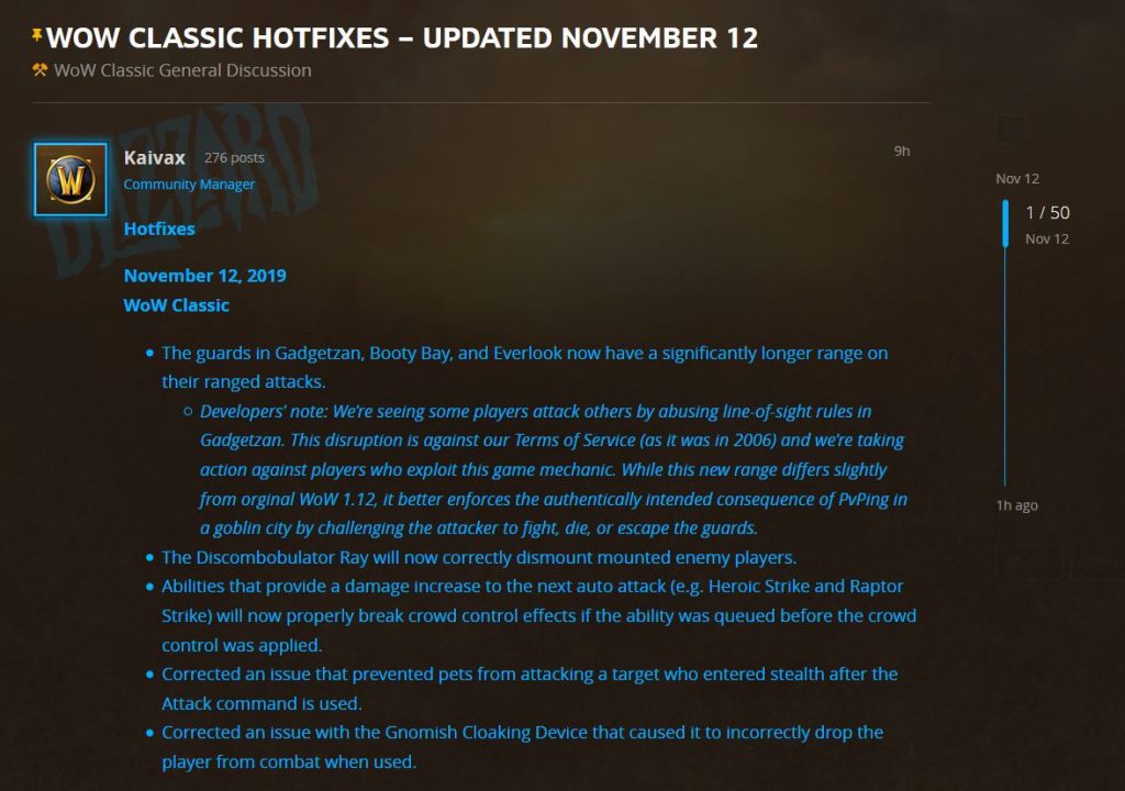 Wow Classic Hotfixes Neutral City Exploits Fixed And More