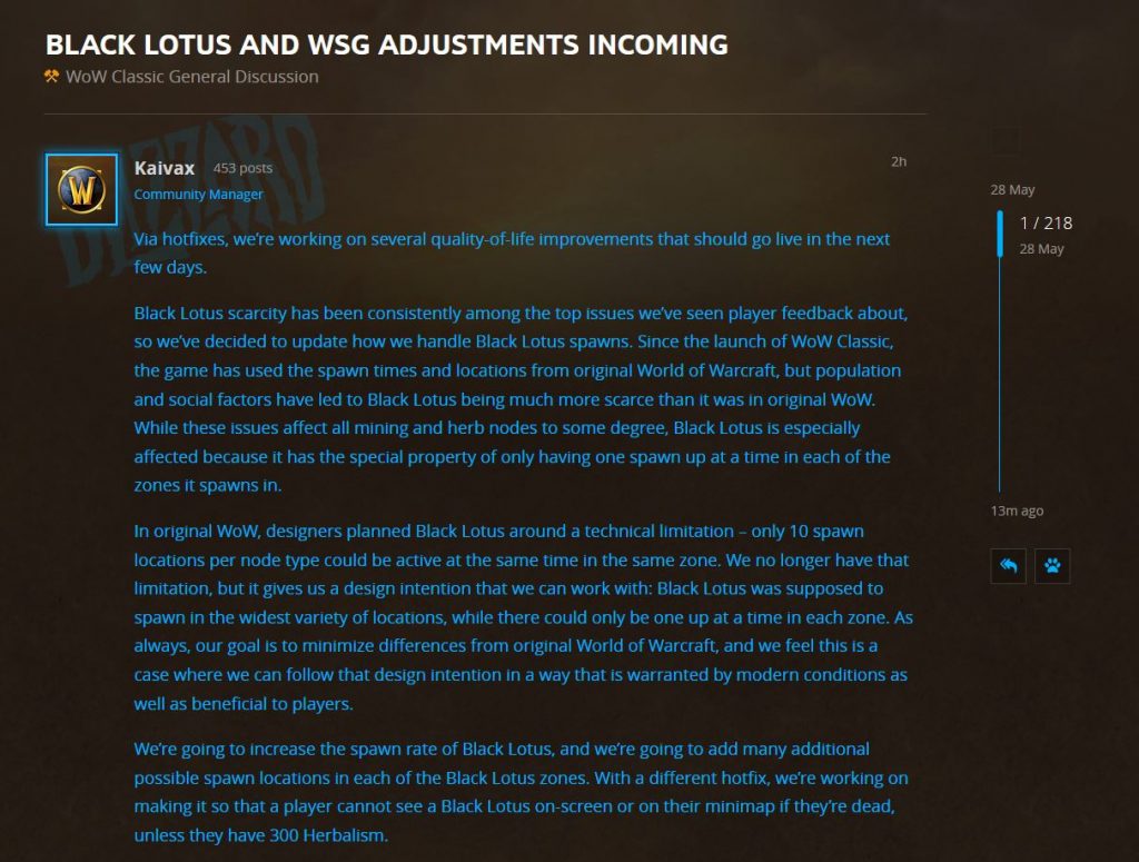 Wow Classic Qol Changes Black Lotus And Wsg