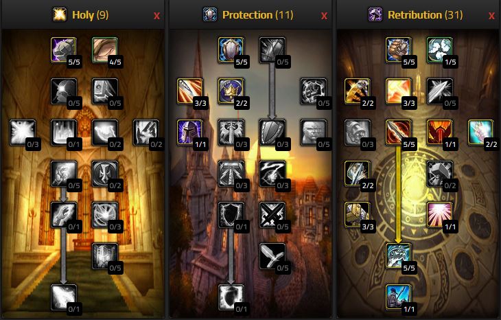 Wow Classic Retribution Paladin Talents 9 11 31