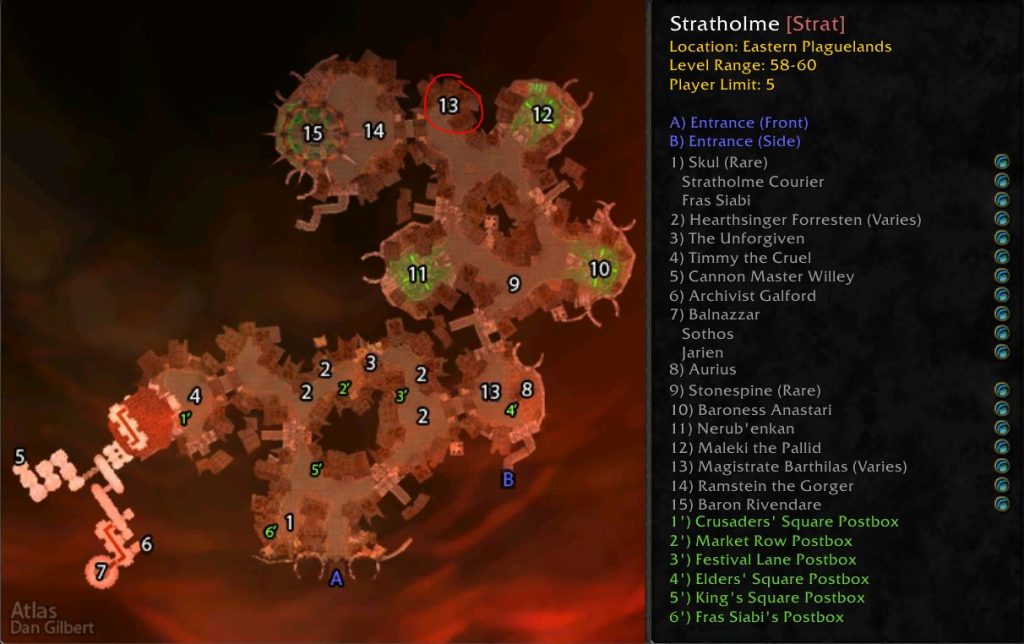 WoW Classic Stratholme Magistrate Barthilas Location