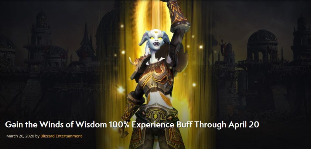 Blizzard Add 100% Experience Buff Through April 20 In World Of Warcraft