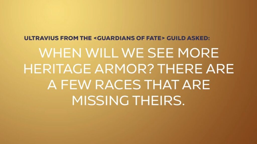 Shadowlands Blizzcon When Will We See More Heritage Armor For The Races That Is Missing