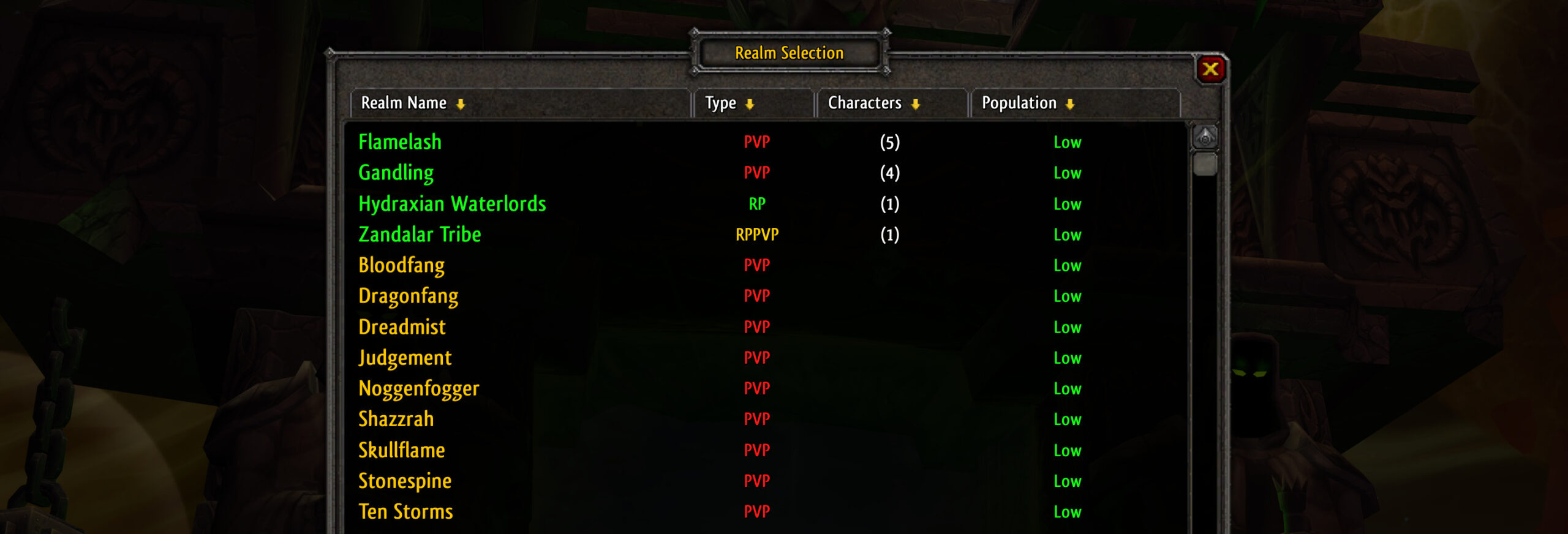 wow server pop wow server pop