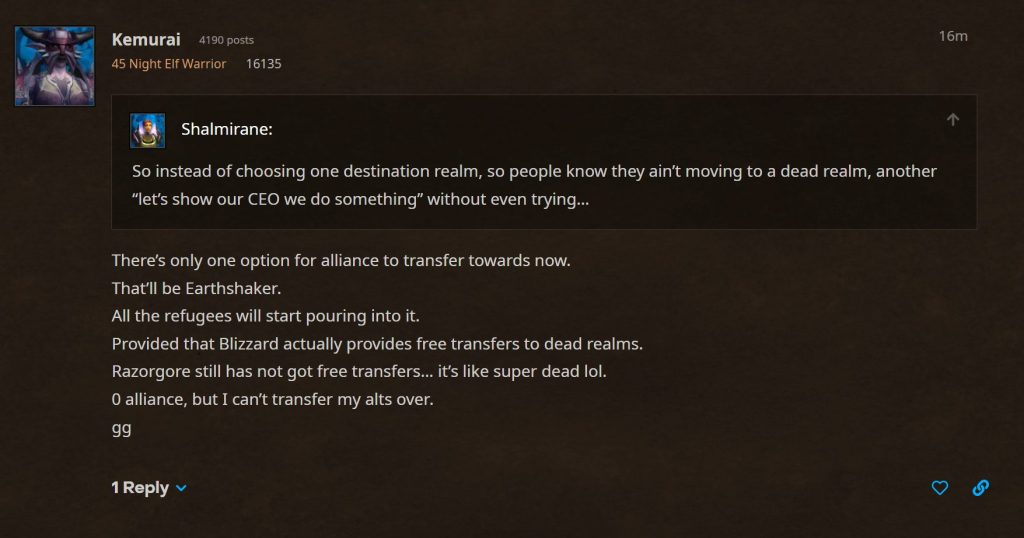 blizzard disables new character creation on transfers to firemaw tbc classic forum post