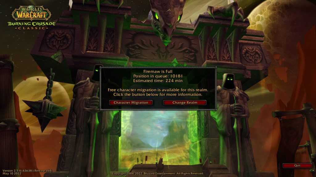 blizzard weighs in on firemaw queues tbc classic queue