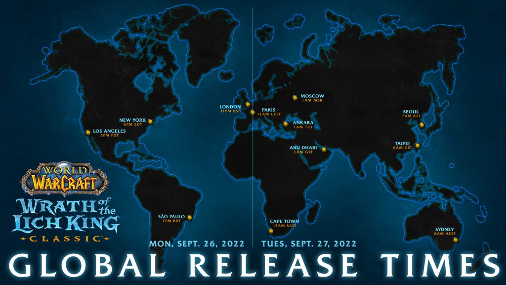 blizzard releases wotlk survival guide official launch times global release times map 1