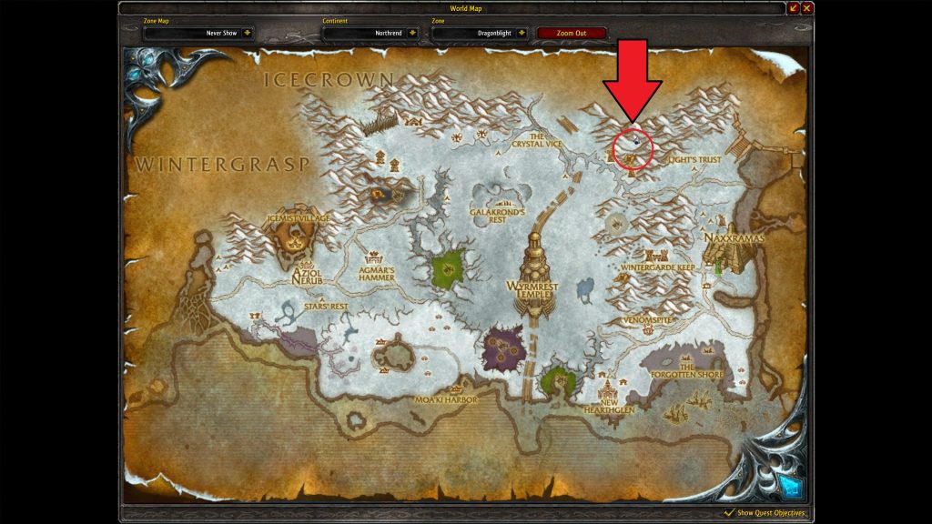 frostmourne cavern location annotated