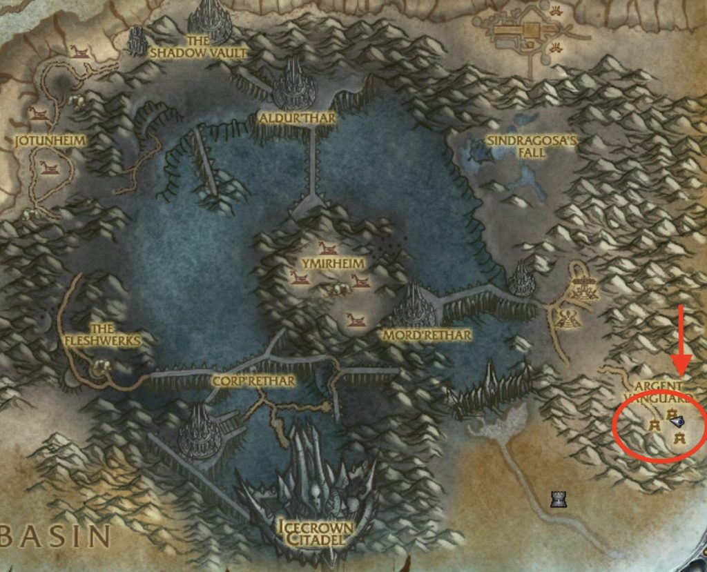 location of highlord tirion fordring icecrown argent vanguard 1