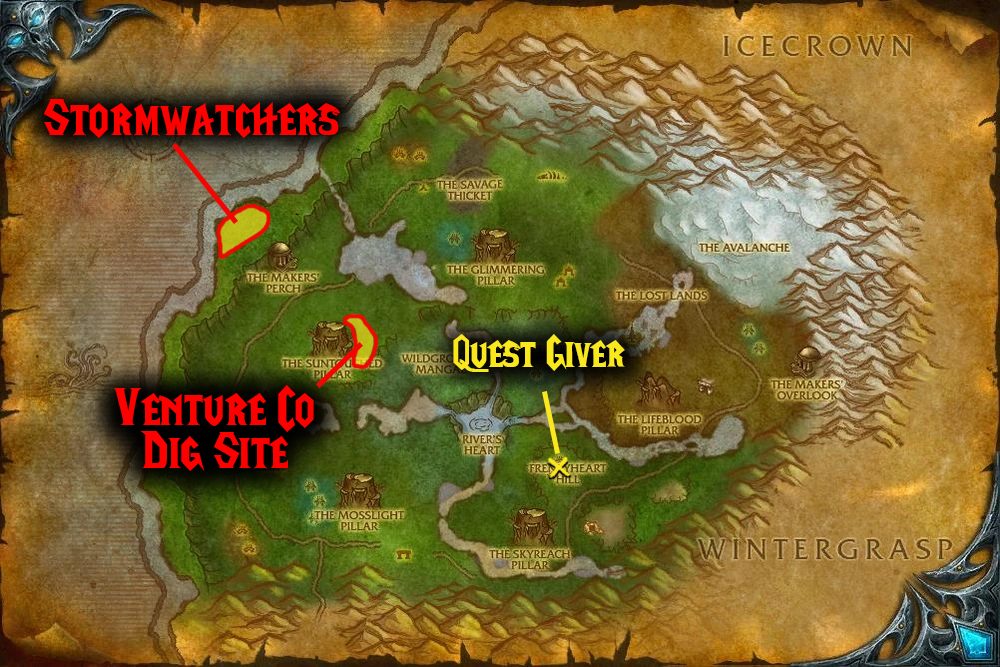 quest map site a heros headgear daily quest frenzyheart wotlk