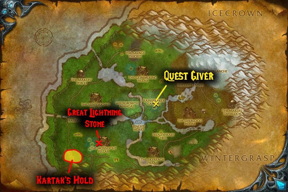 quest map will of the titans wotlk oracles dailies