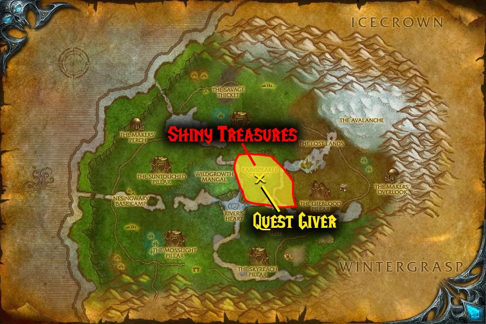quest map for appeasing the great rain stone wotlk oracle dailies