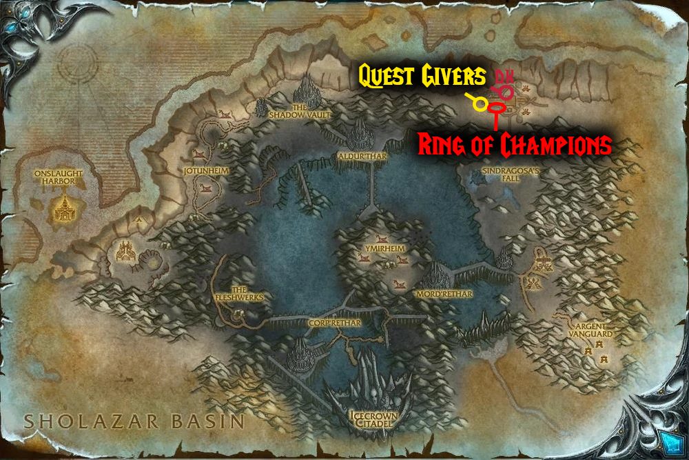 quest map for among the champions wotlk