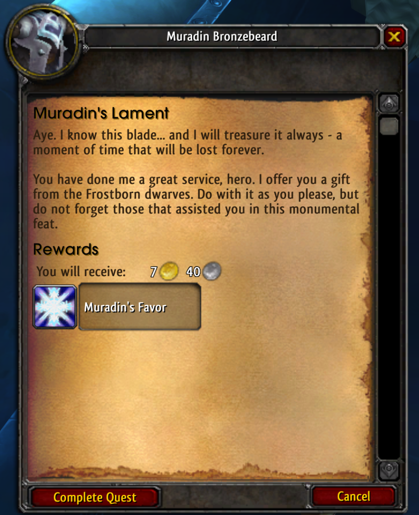 shadowmourne bonus rewards muradin 2