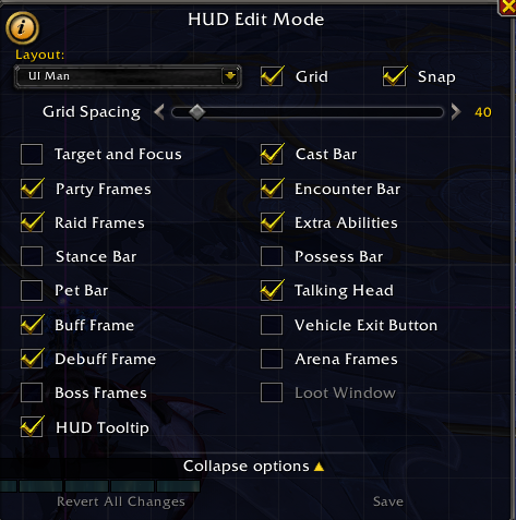 edit mode options