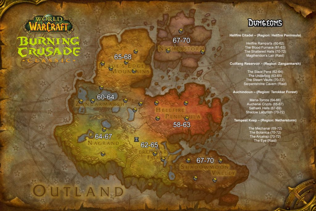 tbc classic dungeon locations
