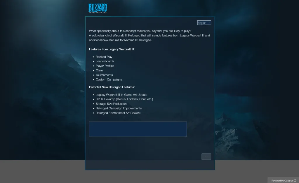 2023.01.20 blizzard survey 14 warcraft 3 reforged likely to play specifics