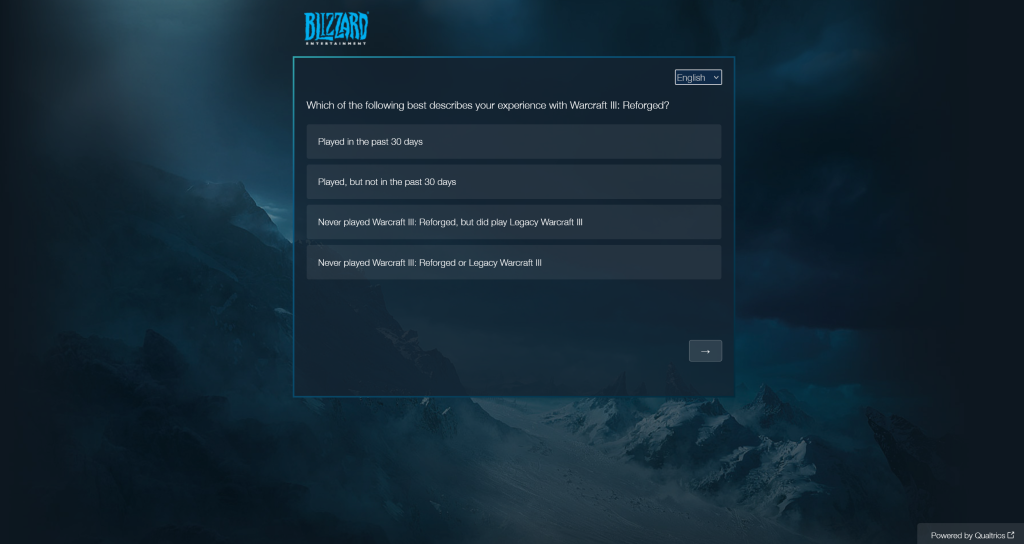 2023.01.20 blizzard survey 4 warcraft 3 reforged experience