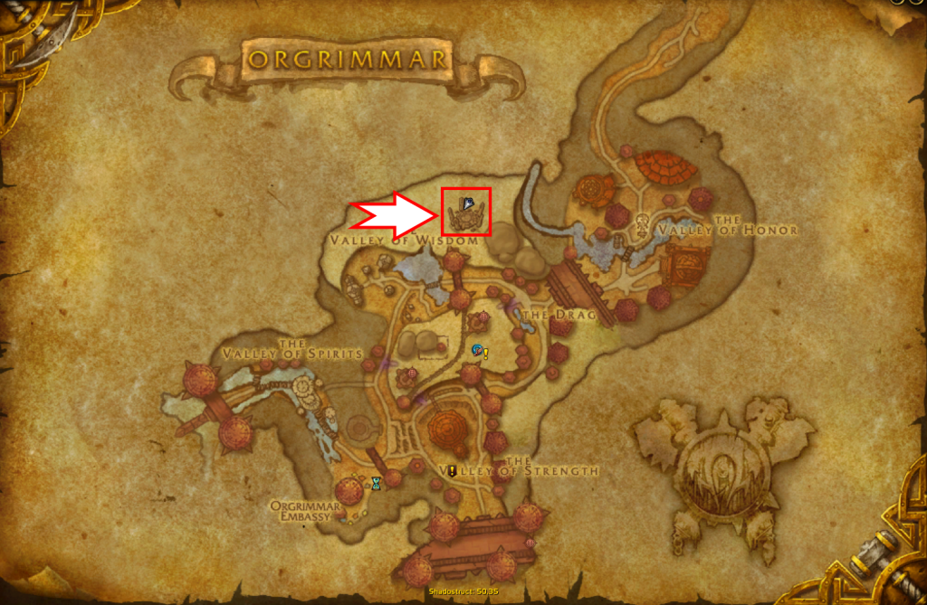 portal to uldum on orgrimmar map emphasized