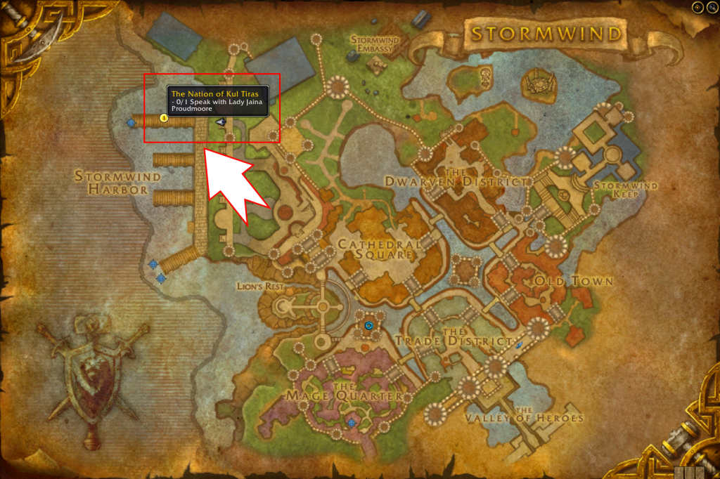 speak to jaina at the harbor sw map emphasized 1