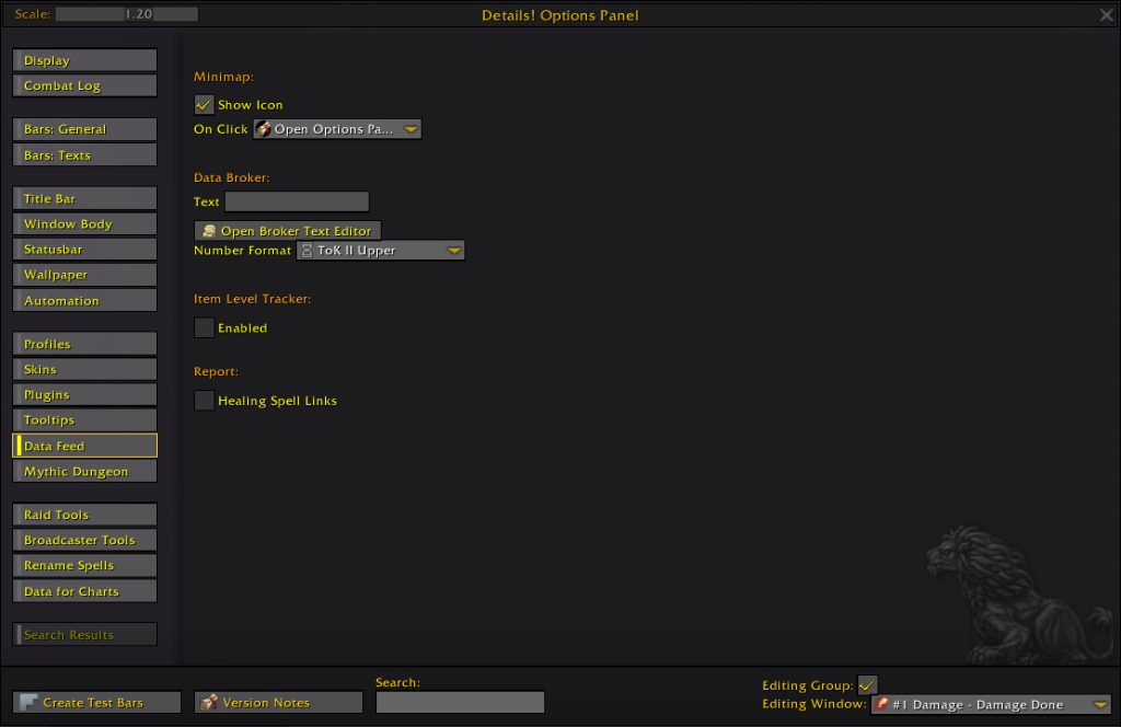 details damage meter addon options data feed