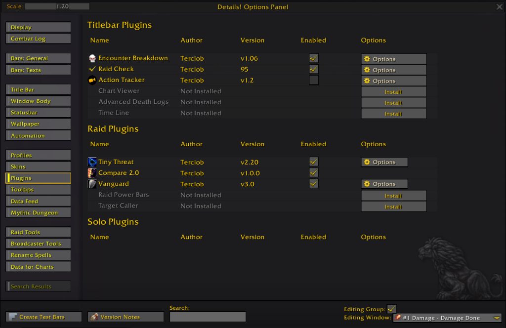 details damage meter addon options plugins