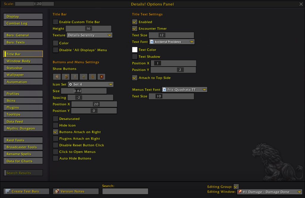 details damage meter addon options title bar