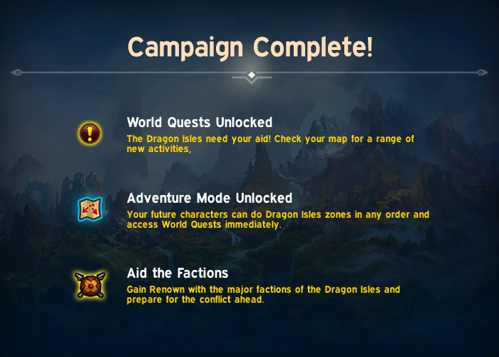 dragonflight campaign complete world quests unlocked
