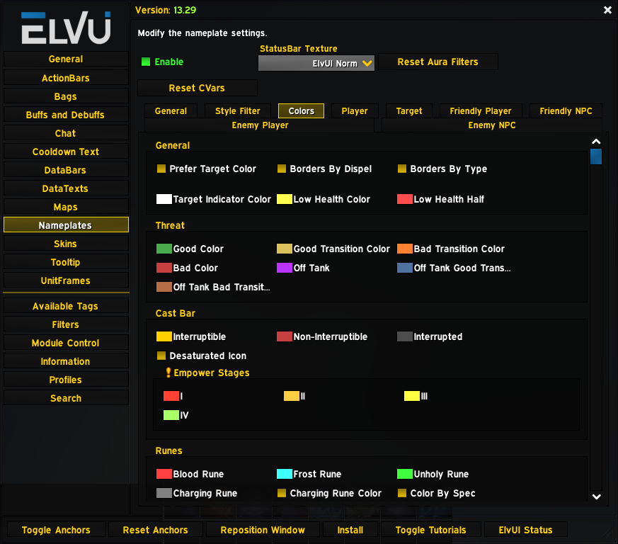 elvui options menu nameplates colors