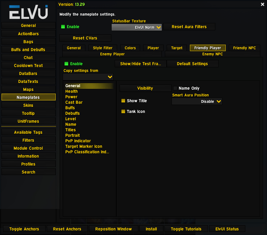 elvui options menu nameplates friendly player
