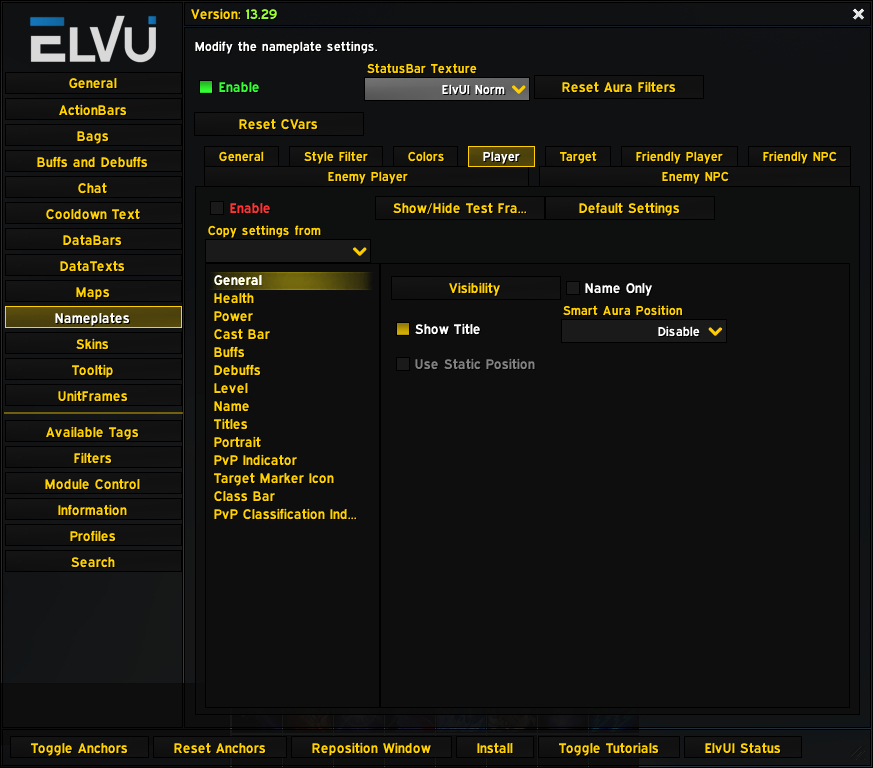 elvui options menu nameplates player