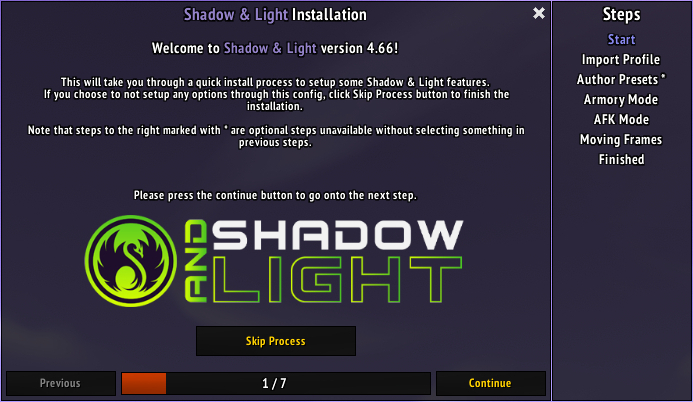 elvui shadow and light in game install setup