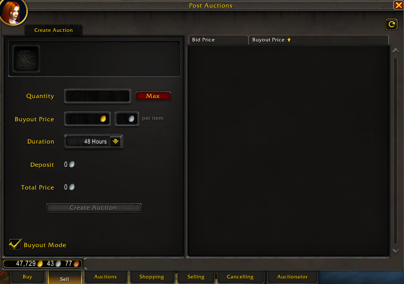 auctionator addon auction house sell