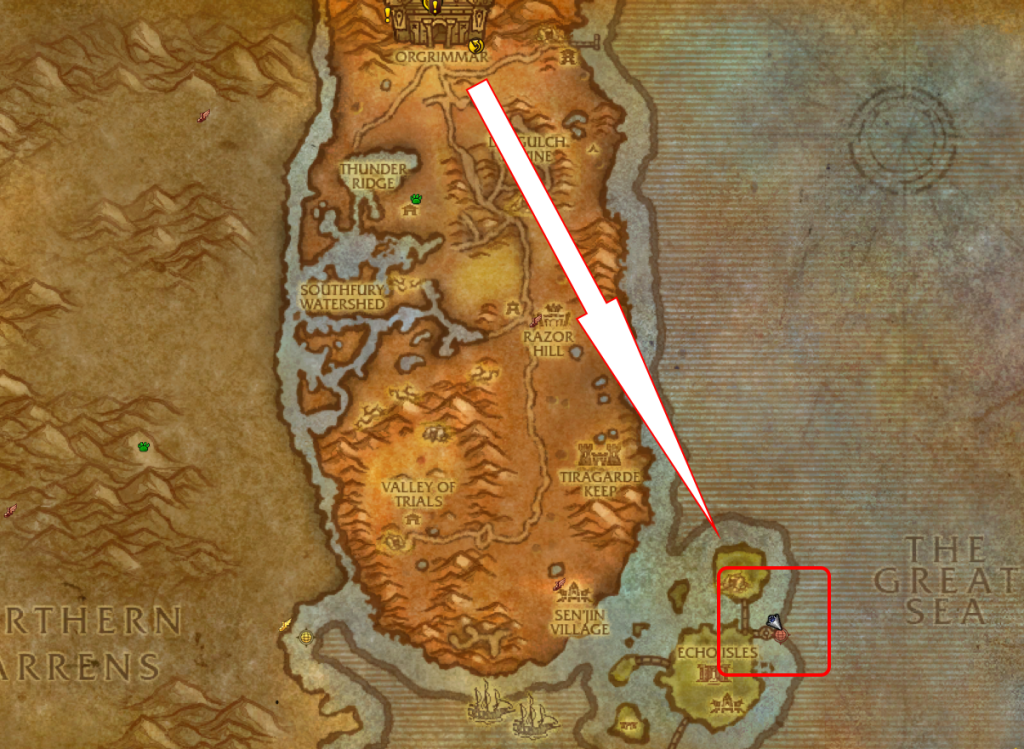 echo isles map for boat to dazaralor