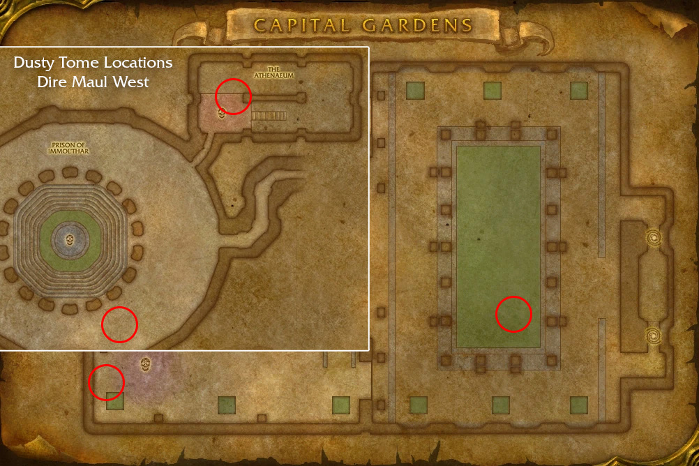 dire maul west dusty tome locations