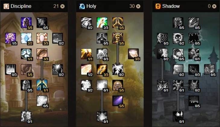 pve holy priest talents wow classic standard build