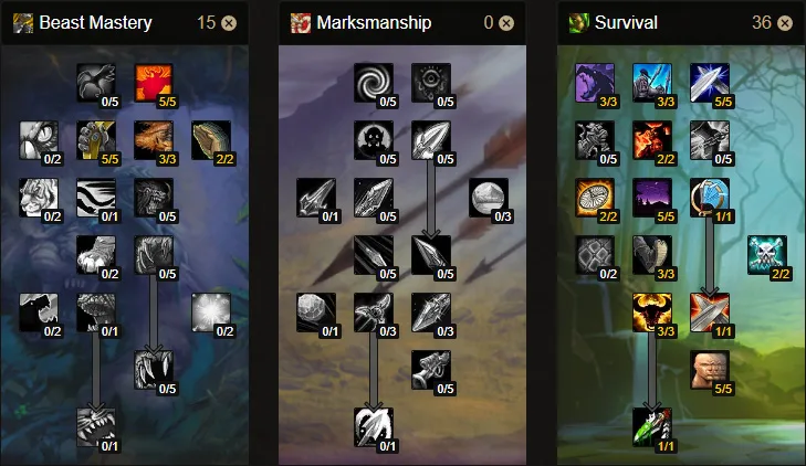 pve hunter survival talents wow classic