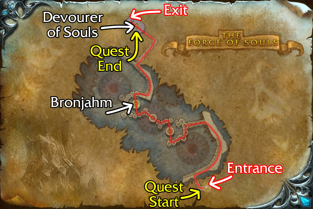 wotlk frozen halls the forge of souls dungeon map