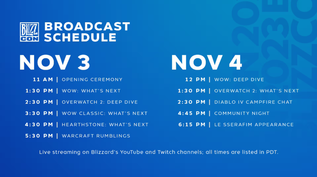 blizzcon broadcast schedule