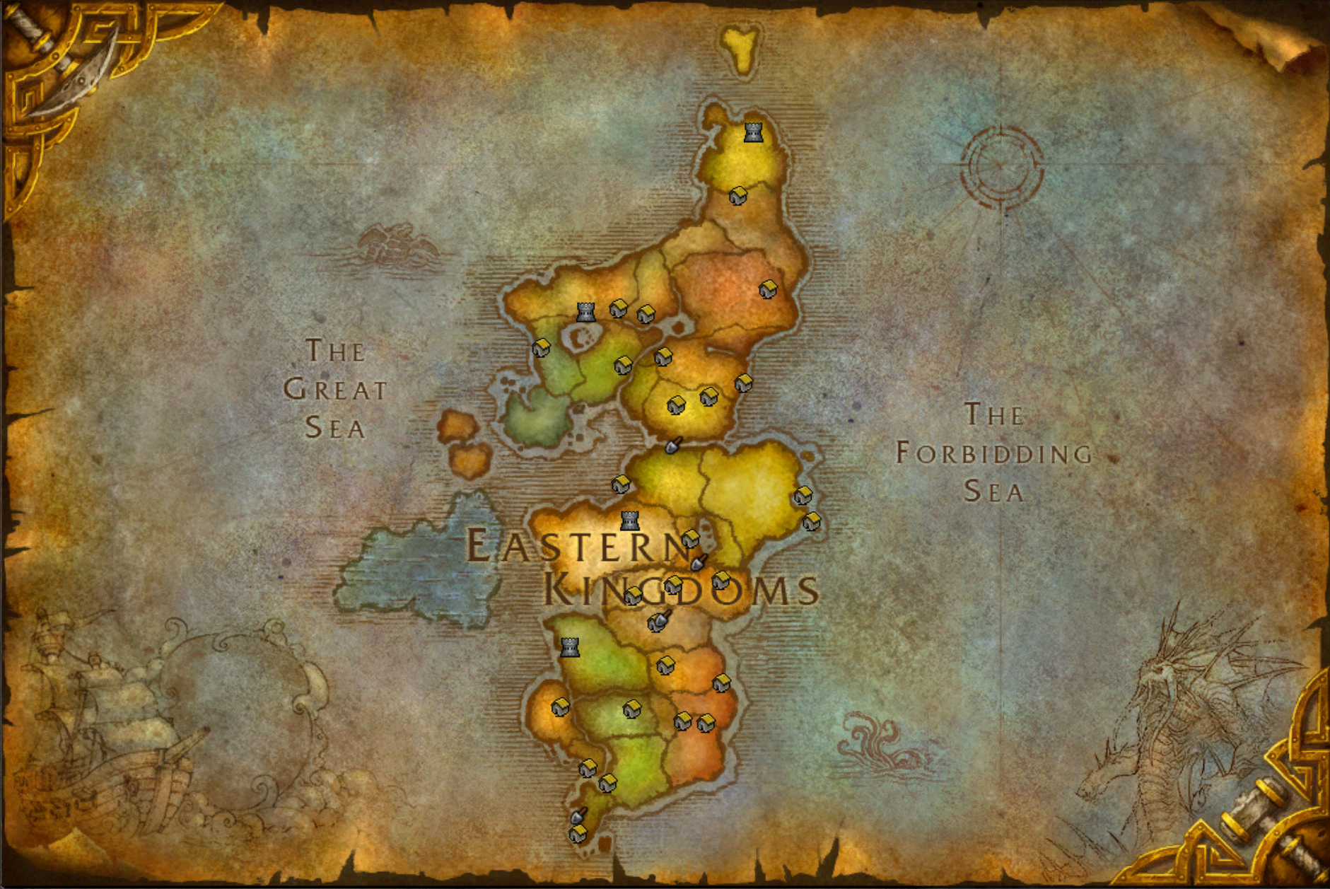 WoW Cataclysm Archeology Continent Map